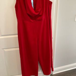 Plus size cropped red jumpsuit